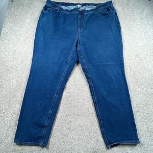 Catherines Straight Fit knit Jeans Womens 3x Blue Cotton Stretch Pull On Casual